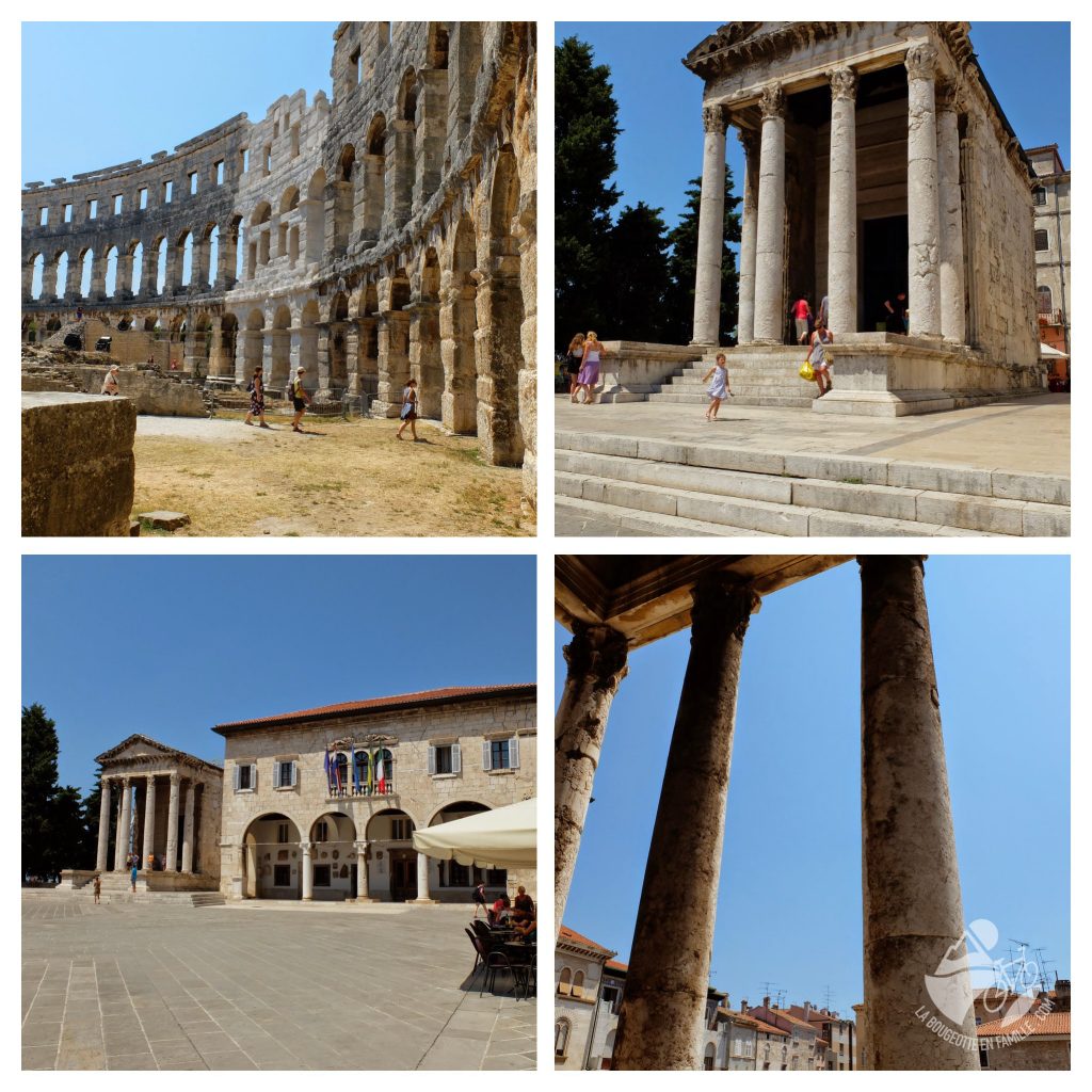 pula, temple romain, colonne, croatie, arenes